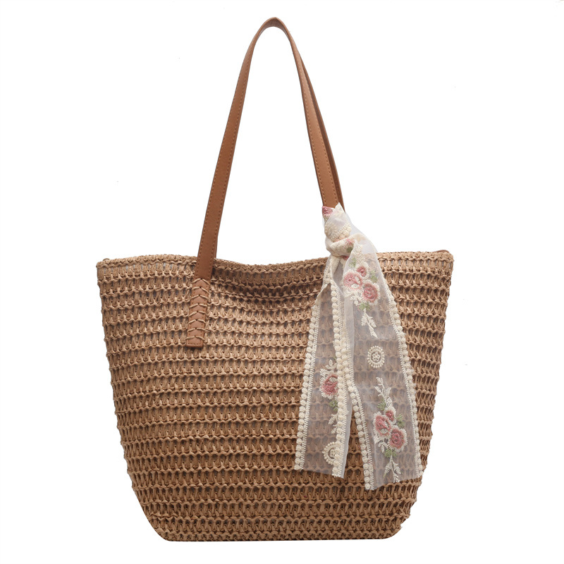 This is a new retro small bucket bag made of straw for women in 2025. It has a high-end texture and is versatile. It is a niche hand-held shoulder bag Item Picture