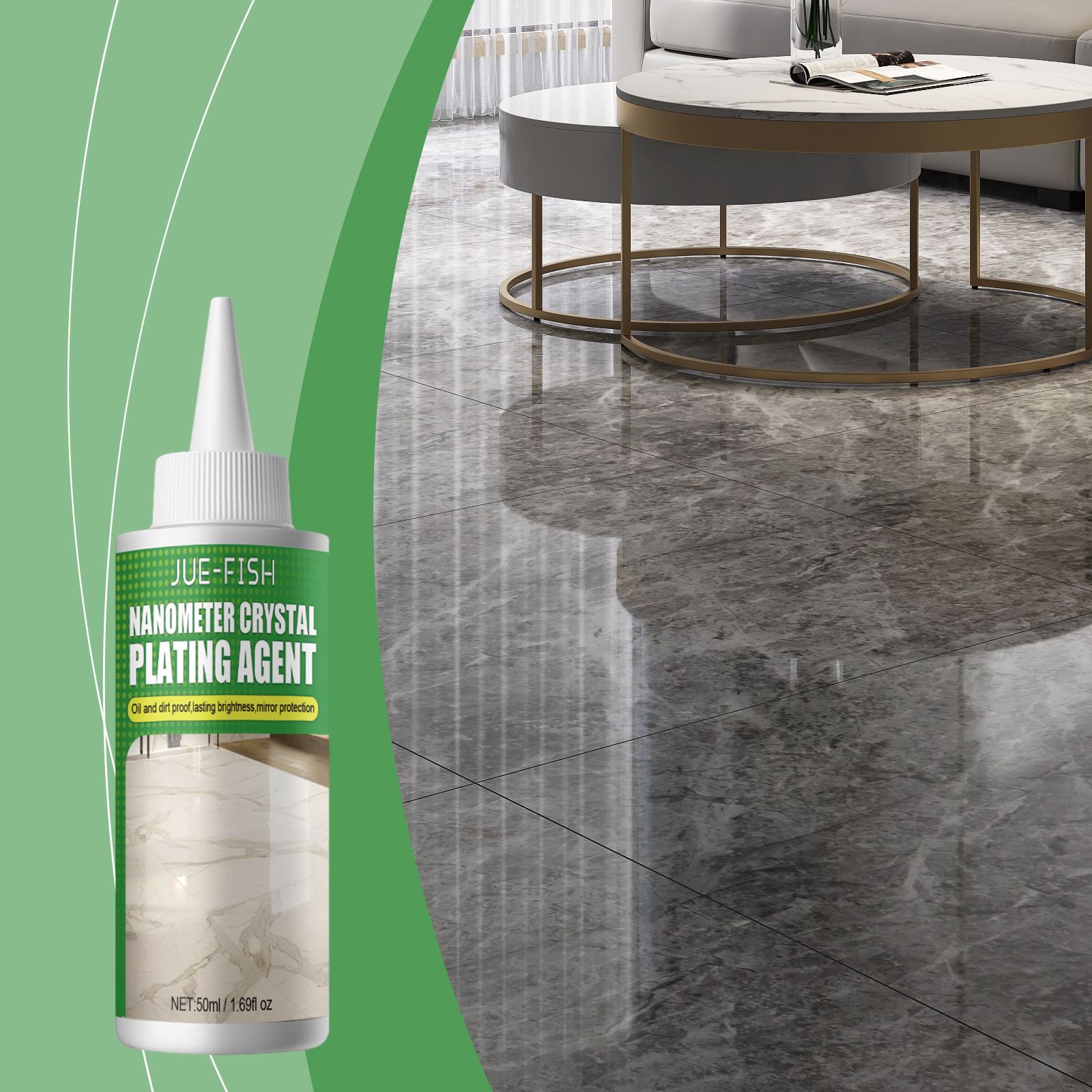 Jue-Fish Stone crystal coating agent, marble polishing nano-crystalline liquid, tile scratch repair, brightening and restoration full figure