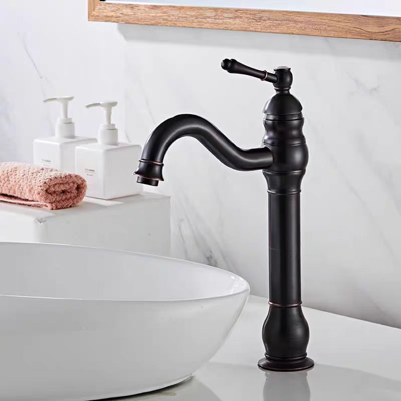 All-copper hot and cold dual-purpose bathroom washbasin, washbasin, universal rotating washbasin faucet, black antique washbasin faucet details Picture