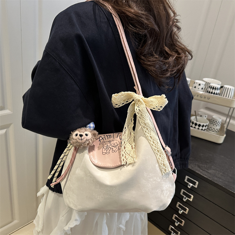 Cross-border trendy women's 2025 new backpack, matte texture single-shoulder bag, large-capacity commuter crossbody bag details Picture