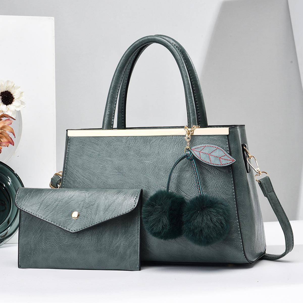 2023 New European and American retro two-piece set, urban simple and casual single-shoulder crossbody handbag, large bag Specification drawing