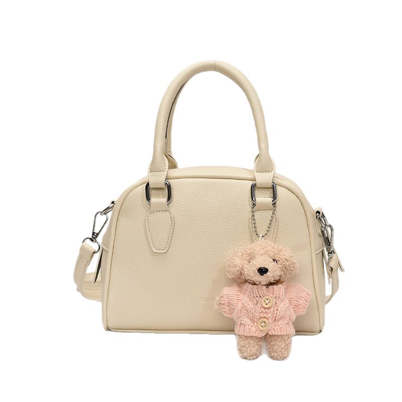 Korean style simple and fashionable hand-held bowling bag for women 2025 new high-end soft leather single-shoulder crossbody bag Item Picture