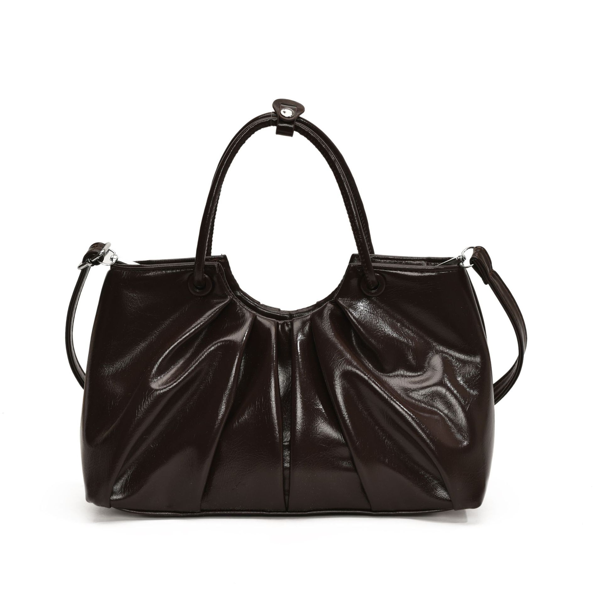 High-end retro oil wax leather small bag for women, 2024 new autumn and winter versatile crossbody bag, hand-held pleated bag Item Picture