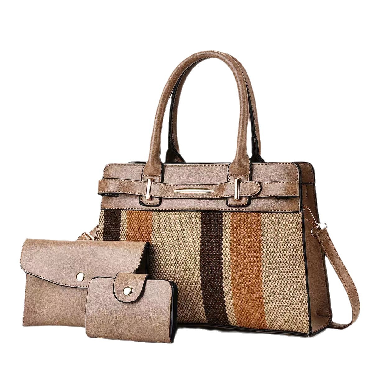 2024 New large-capacity versatile canvas bag, Korean-style trendy single-shoulder crossbody bag, hand-held three-piece set, mother and child bag Item Picture
