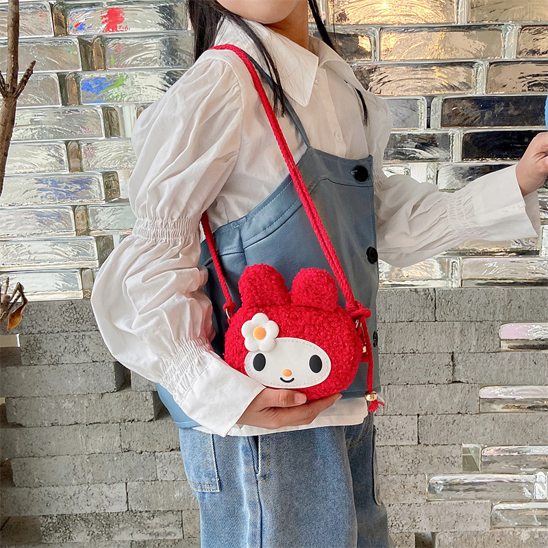 Cute cartoon plush rabbit crossbody bag, fashionable nylon super cute and trendy phone bag, Japanese-style girl loose change bag Specification drawing