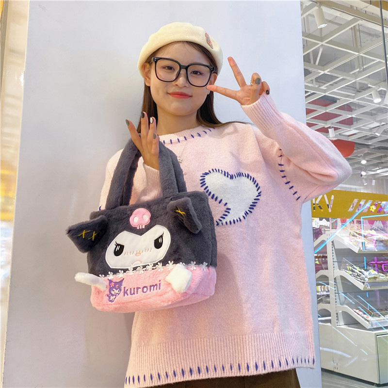 New Sanrio cartoon bag, shoulder bag, plush toy bag, Kuromi handbag, claw machine doll handbag details Picture