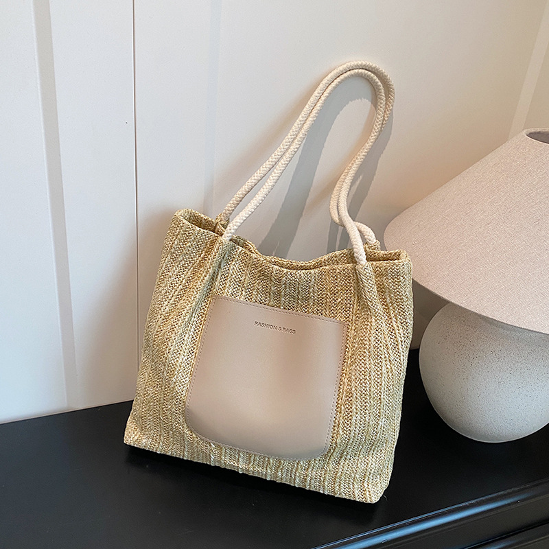 The popular large-capacity woven tote bag for women in the summer of 2025 is a versatile single-shoulder bag and a fashionable commuting bag for work full figure