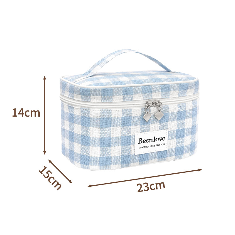 Runhui's new stylish top and bottom cover makeup bag, travel cosmetics storage bag, essential travel makeup bag with large capacity Item Picture