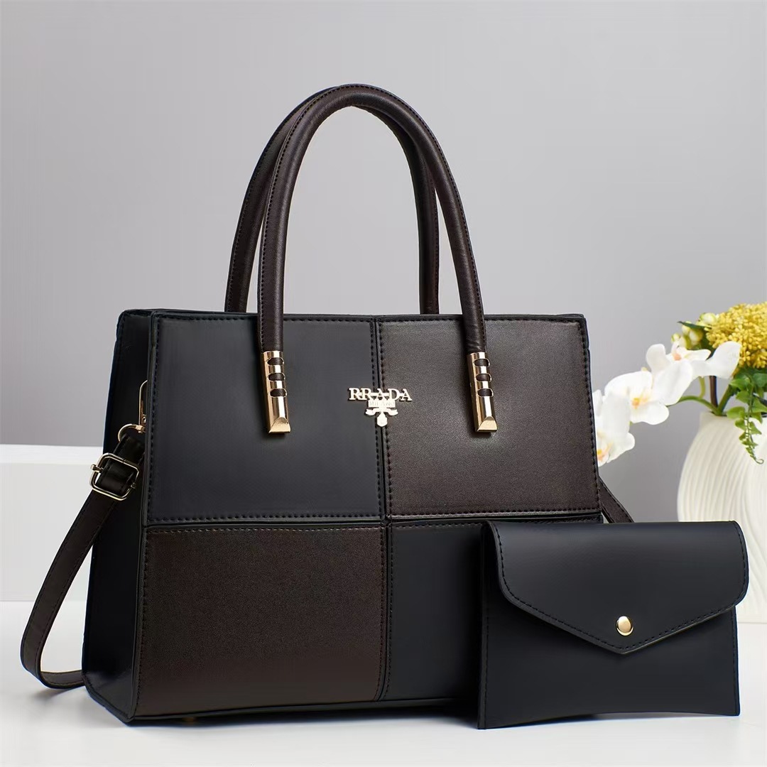 Fashionable two-piece patchwork handbag set, 2025 new style single-shoulder crossbody bag, large-capacity commuter best-selling women's bag wholesale full figure