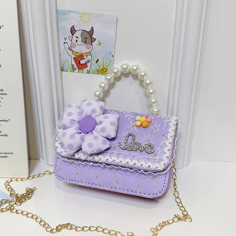 New stylish children's bags, girls' sequined crossbody bag, Korean pearl handbag, little girls' coin purse Specification drawing