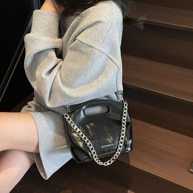 Cross-border high-end chain handbag for women 2025 new style, fashionable solid color single-shoulder bag, trendy and simple crossbody bag for women Specification drawing