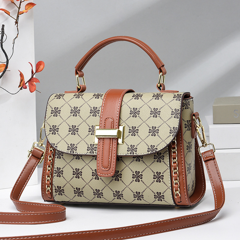 The checkered small square bag 2023 new style fashionable printed handbag, simple and elegant Korean-style trendy single-shoulder crossbody bag Specification drawing