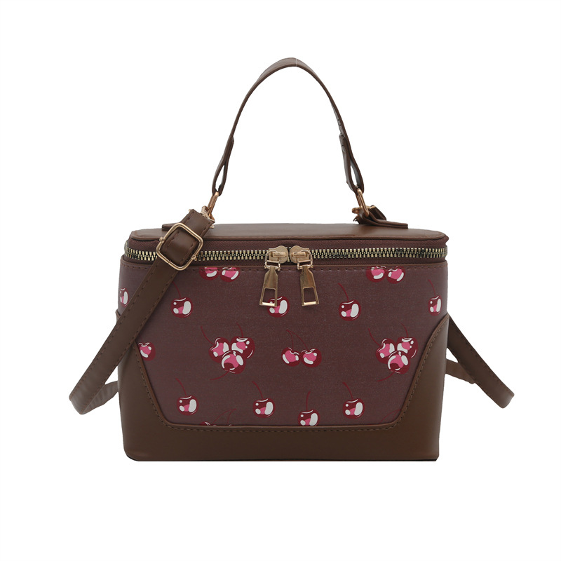 Cross-border Trend 2025 Summer New Cherry hand-held bill of lading shoulder crossbody bag, large capacity shopping bag, commuter box bag Item Picture