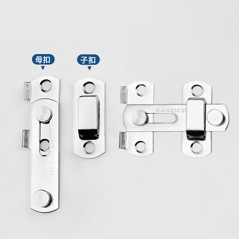 Thickened stainless steel door latch anti-theft latch lock, sliding door 90-degree right-angle lock, pet cage door lap lock Specification drawing