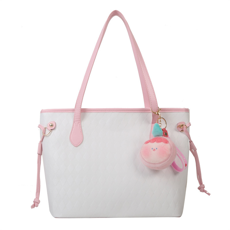 A large-capacity single-shoulder Korean-style pendant bag for women, a new 2023 commuting, simple and casual solid-color simple tote bag Item Picture