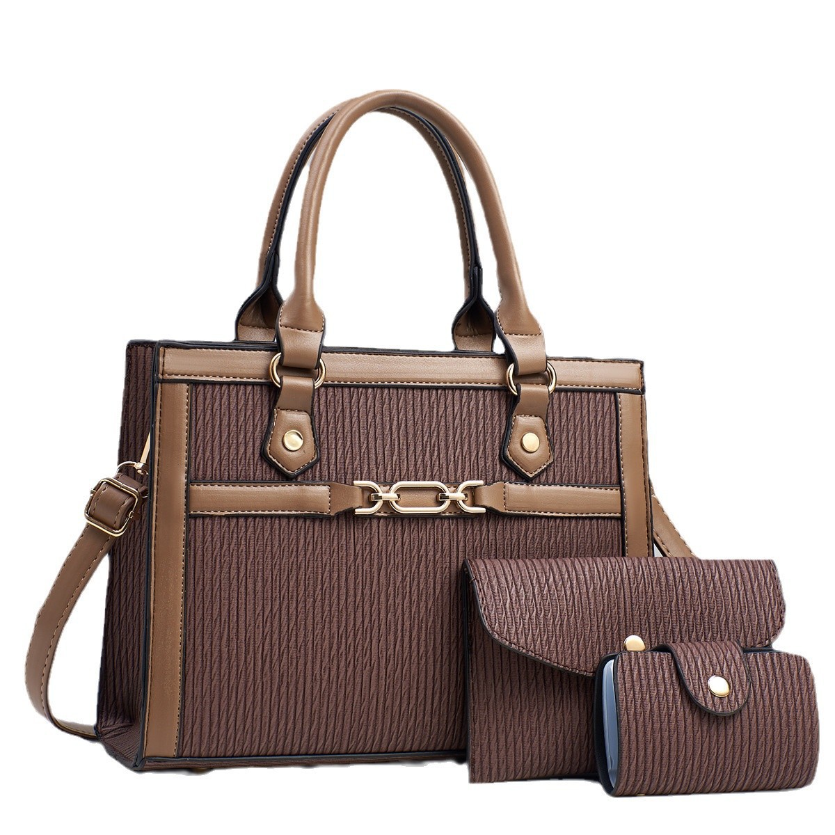 Women's foreign trade handbag 2024 Autumn/Winter new style mother-and-child bag, retro and individual spliced vertical pattern single-shoulder crossbody bag Item Picture
