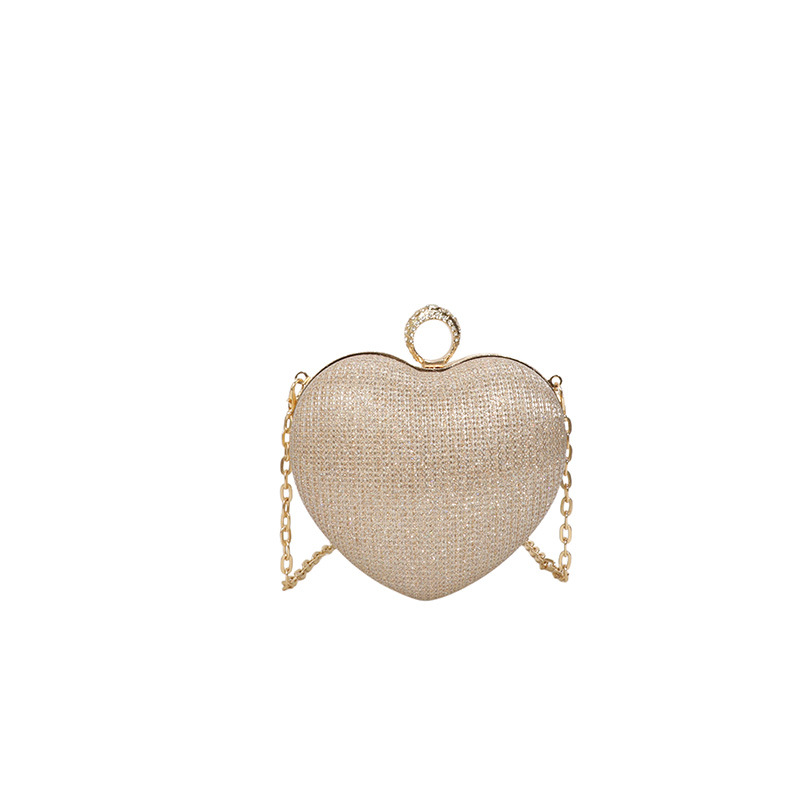 The 2025 spring new heart-shaped chain bag, women's lapel bag, textured sequined single-shoulder crossbody bag, cross-border trend Item Picture