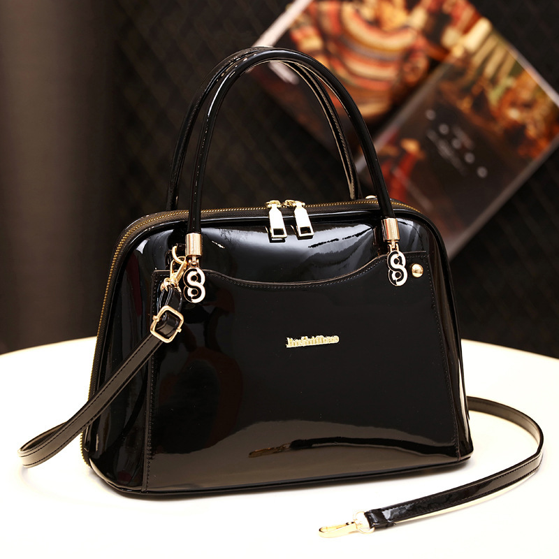Cross-border foreign trade women's bags, shiny leather shell bags, hand-held large bags, simple single-shoulder bags, fashionable crossbody bags, factory consignment full figure