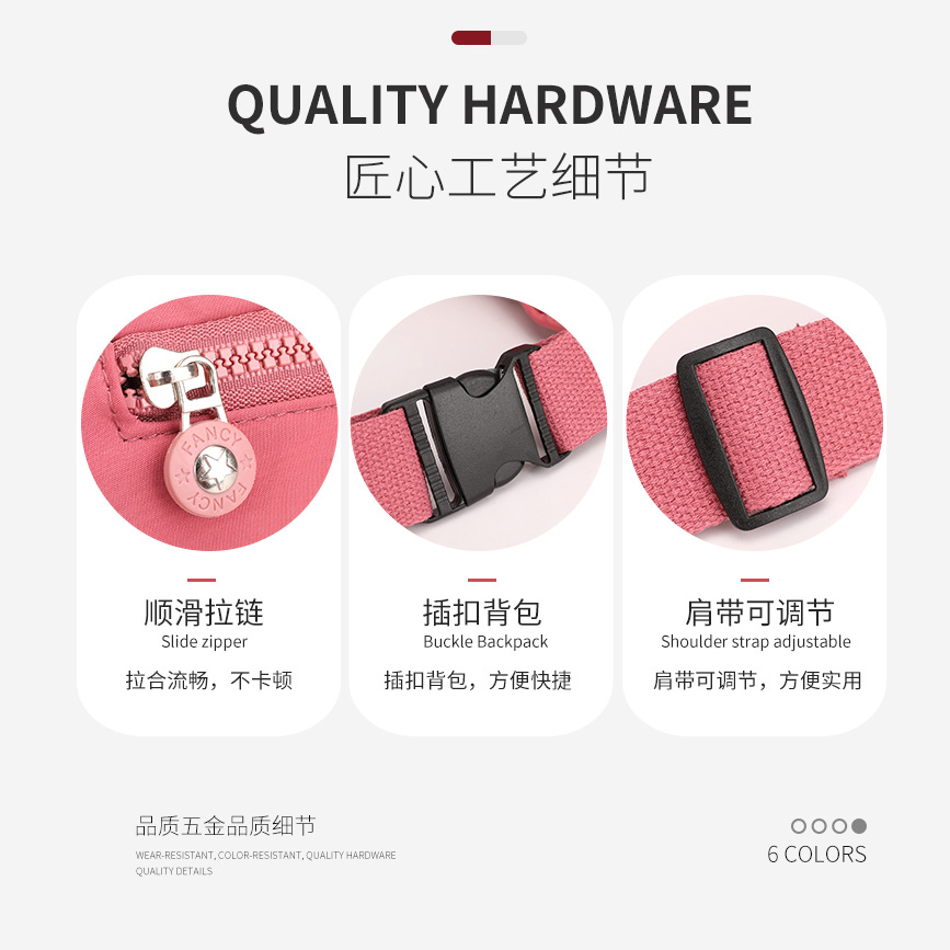 Ladies' casual crossbody waist bag, outdoor fashion and versatile, single-shoulder waist bag, Korean style, trendy, multi-layered travel convenience bag details Picture