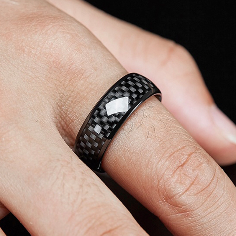 Carbon fiber cuid smart ring, car key, community electronic access control, bus IC card, multi-functional ring accessory Specification drawing