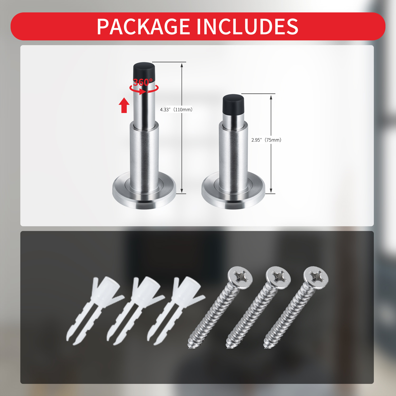 Tuteng 304 stainless steel adjustable top solid door, door stop, extended bathroom door resistance, anti-collision top details Picture