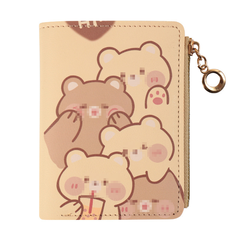 New cartoon bear anime cute short zipper wallet for female students, small and fresh loose change Item Picture
