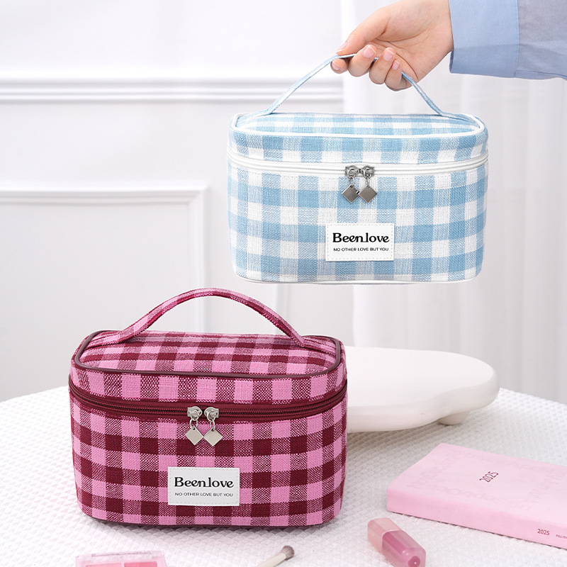Runhui's new stylish top and bottom cover makeup bag, travel cosmetics storage bag, essential travel makeup bag with large capacity details Picture