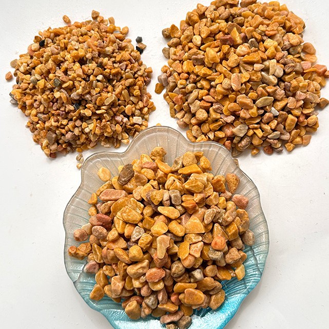 Factory wholesale stock of yellow pebbles and gravel, garden landscaping floor aggregates, yellow pebbles and gravel for home decoration Application Scenario