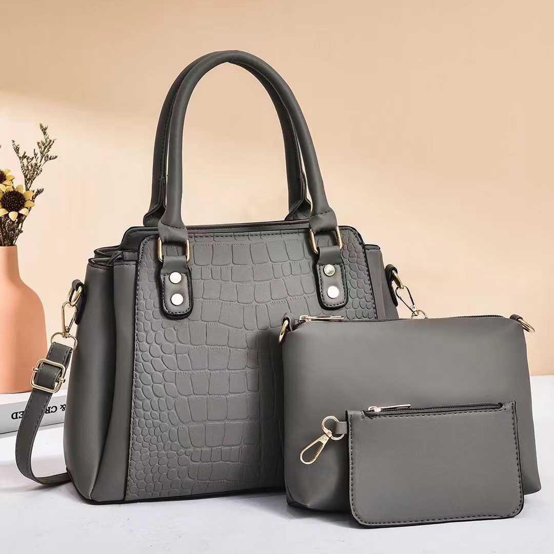 Cross-border mother and child bag 2024 New style women's bag Fashion three-piece set, foreign trade single-shoulder bag simple stone pattern handbag Application Scenario