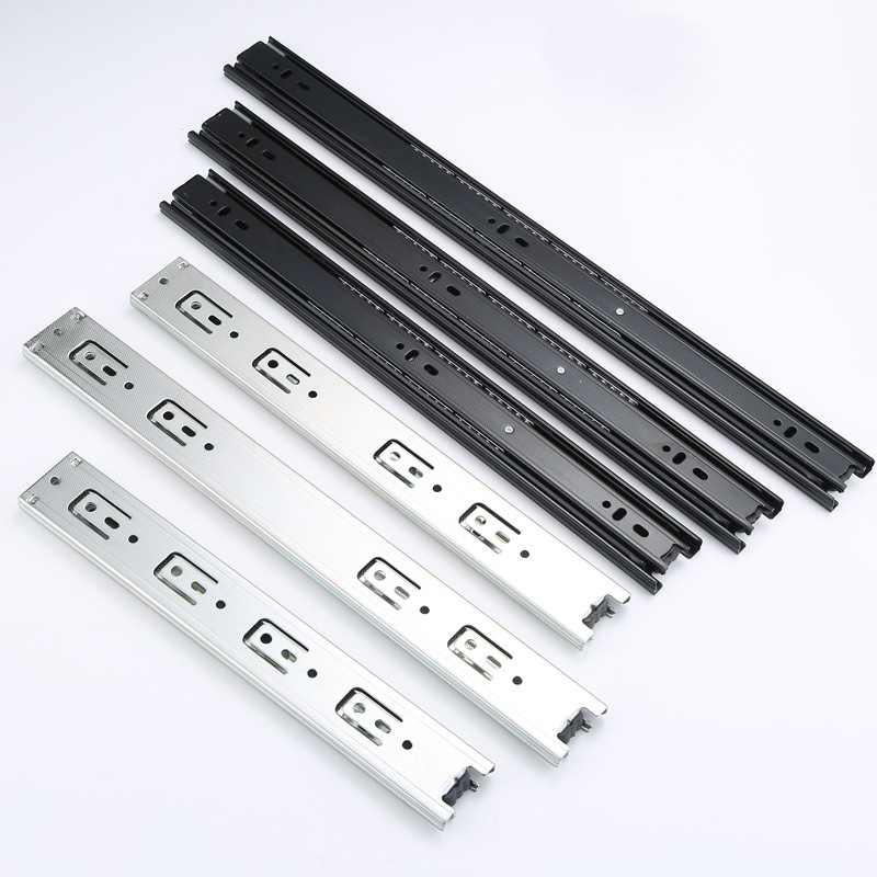 4510 Drawer three-section slide rail damping buffer slide rail track computer desk tray cabinet steel ball silent guide rail details Picture