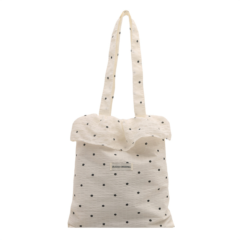 The new summer 2025 fresh and sweet single-shoulder bag with cute ruffles, a versatile Korean-style bag with a large capacity for commuting to school Item Picture