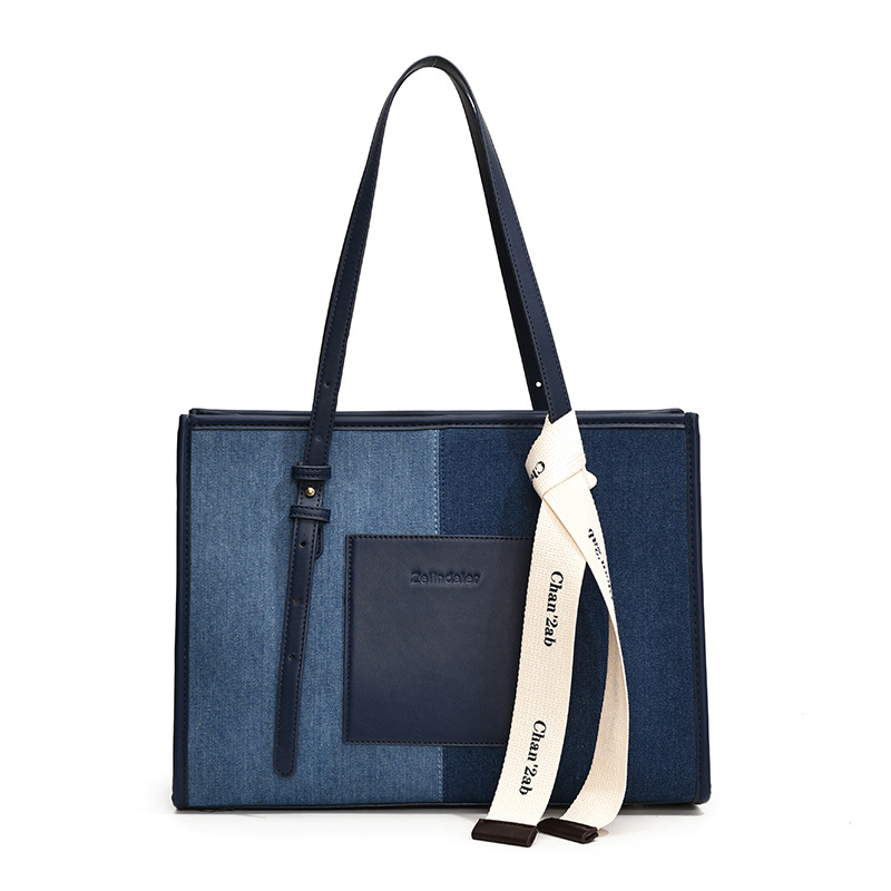 Denim bag, women's large-capacity underarm bag, 2024 new versatile casual shoulder bag, high-end commuter tote bag Item Picture