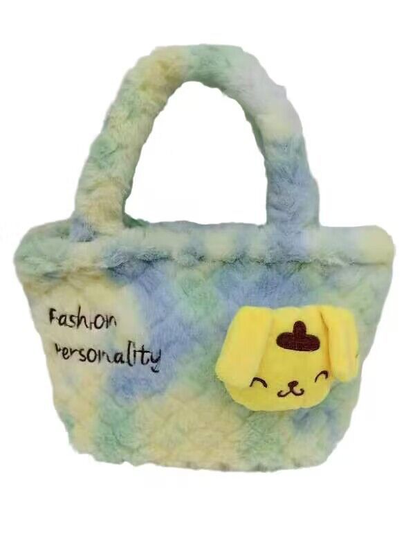 New tie-dyed plush toy bag, cartoon, cute, casual children's gift, claw machine doll, export cosmetic handbag Item Picture
