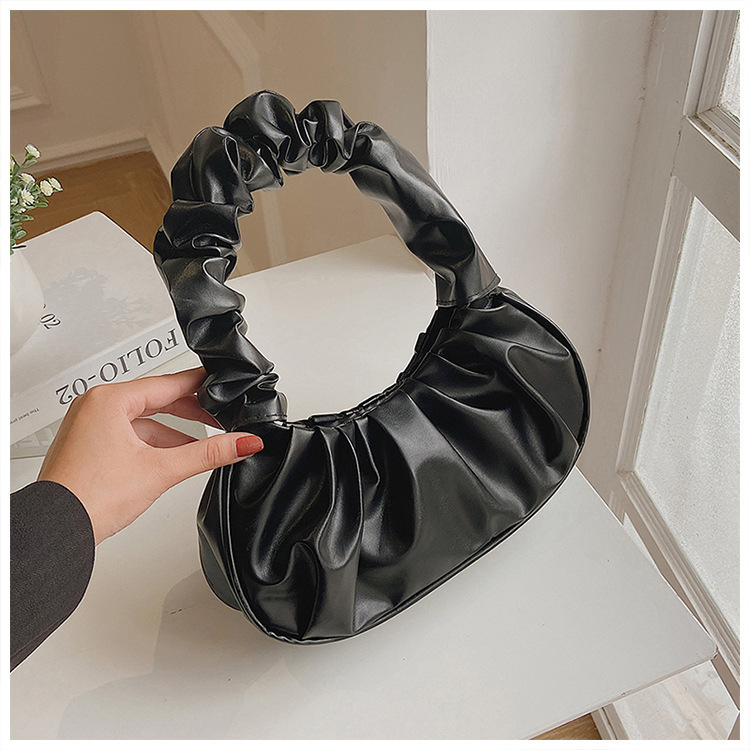 New style Korean-style single-shoulder dumpling bag, French bag, fashionable and trendy bag, pleated hand-held armpit bag Specification drawing