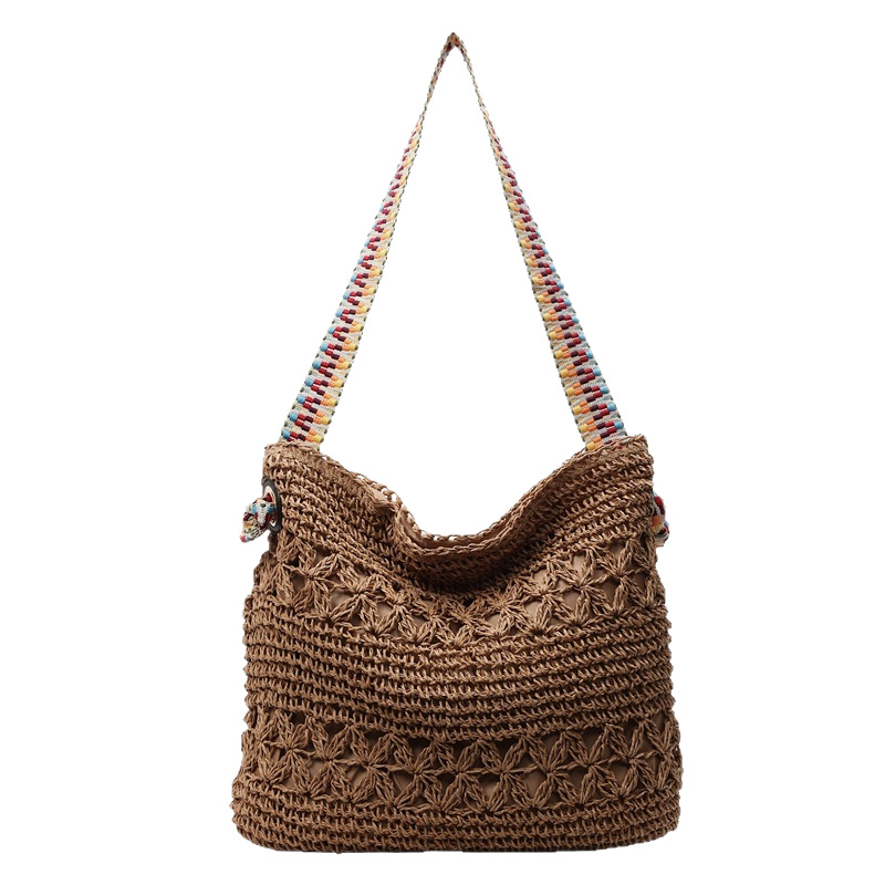 Lazy style straw woven large-capacity bucket bag for women, a new trendy and fashionable hollowed-out single-shoulder crossbody bag for the summer of 2025 Item Picture