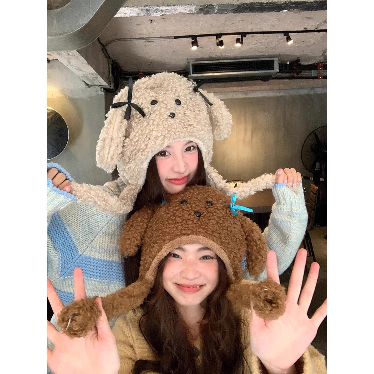Cute little dog warm ear-protecting hat with a girlish heart, soft and glutinous winter cold-proof headband, thickened, versatile Lei Feng hat for students full figure