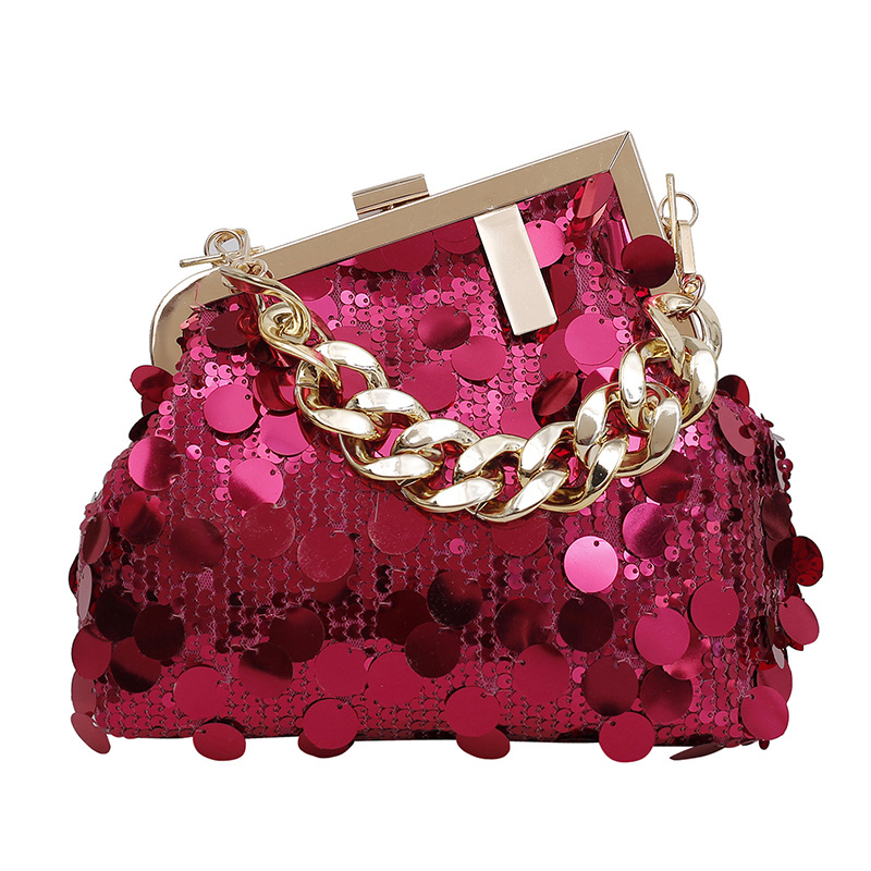2023 New high-quality handbags, women's bags with metal tassels and sequins, evening bags, hand-held crossbody bucket bags Item Picture