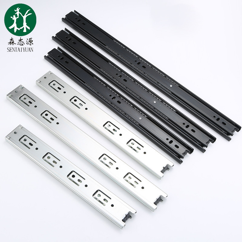 4510 Drawer three-section slide rail damping buffer slide rail track computer desk tray cabinet steel ball silent guide rail full figure