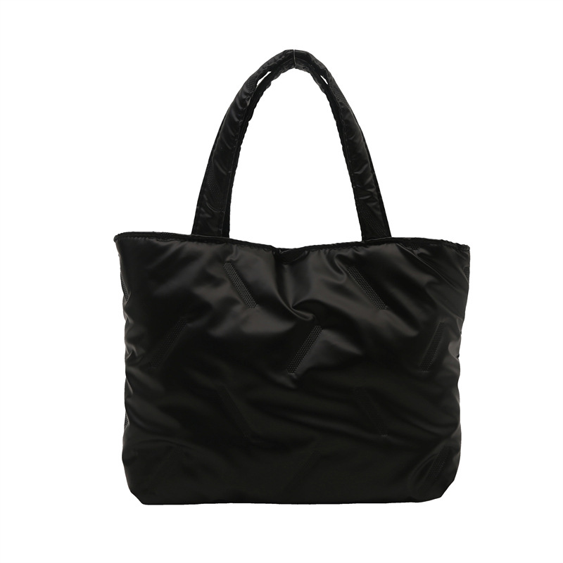 The new winter 2024 shiny space cotton jacket, single-shoulder hand-held women's bag, casual, stylish and large-capacity tote bag Item Picture