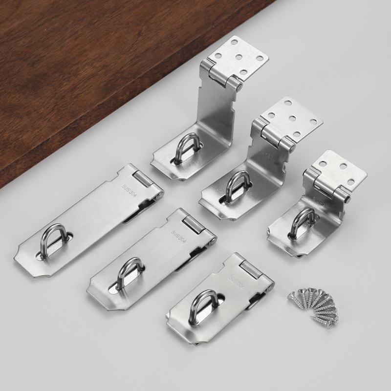 Stainless steel lock, lock plate, padlock, lap lock, 90-degree right-angle anti-theft folding door lock, drawer and cabinet door thickened lock Application Scenario