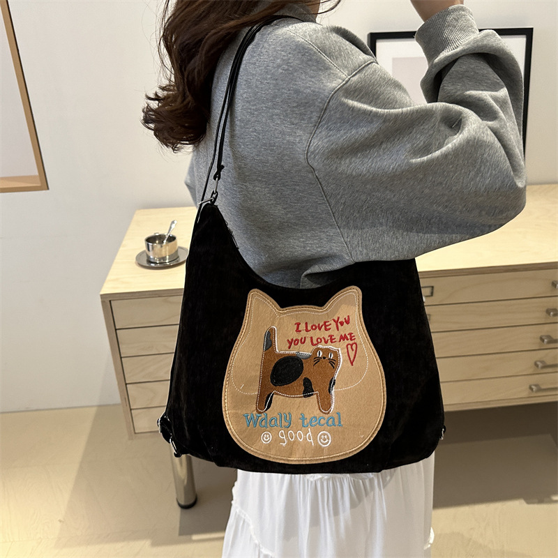 Korean large-capacity tote bag, school-style single-shoulder underarm bag, new 2024 autumn/winter multi-functional backpack, cross-border Specification drawing