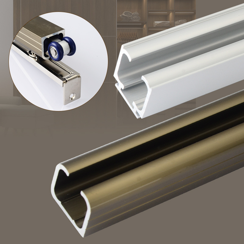 Wholesale of silent aluminum alloy hanging rails, sliding door tracks, wooden doors, folding glass sliding doors, sliding rails, pulleys, hanging wheels and guide rails full figure