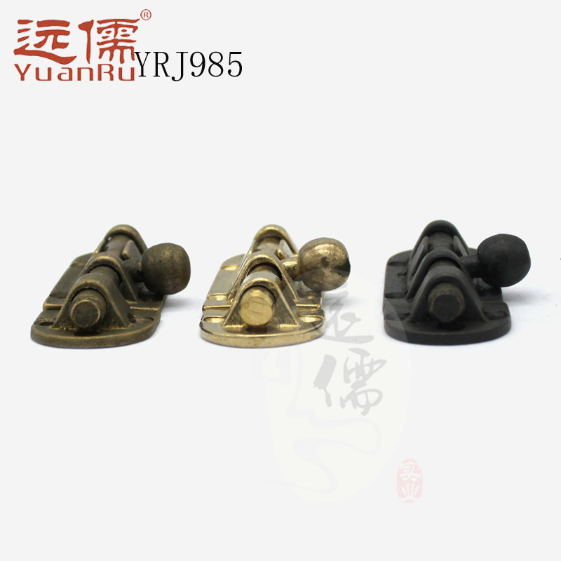 Yuanru Copper Sculpture Chinese-style antique brass latch doors and Windows, classical copper door bolt YRJ985 thick door latch details Picture