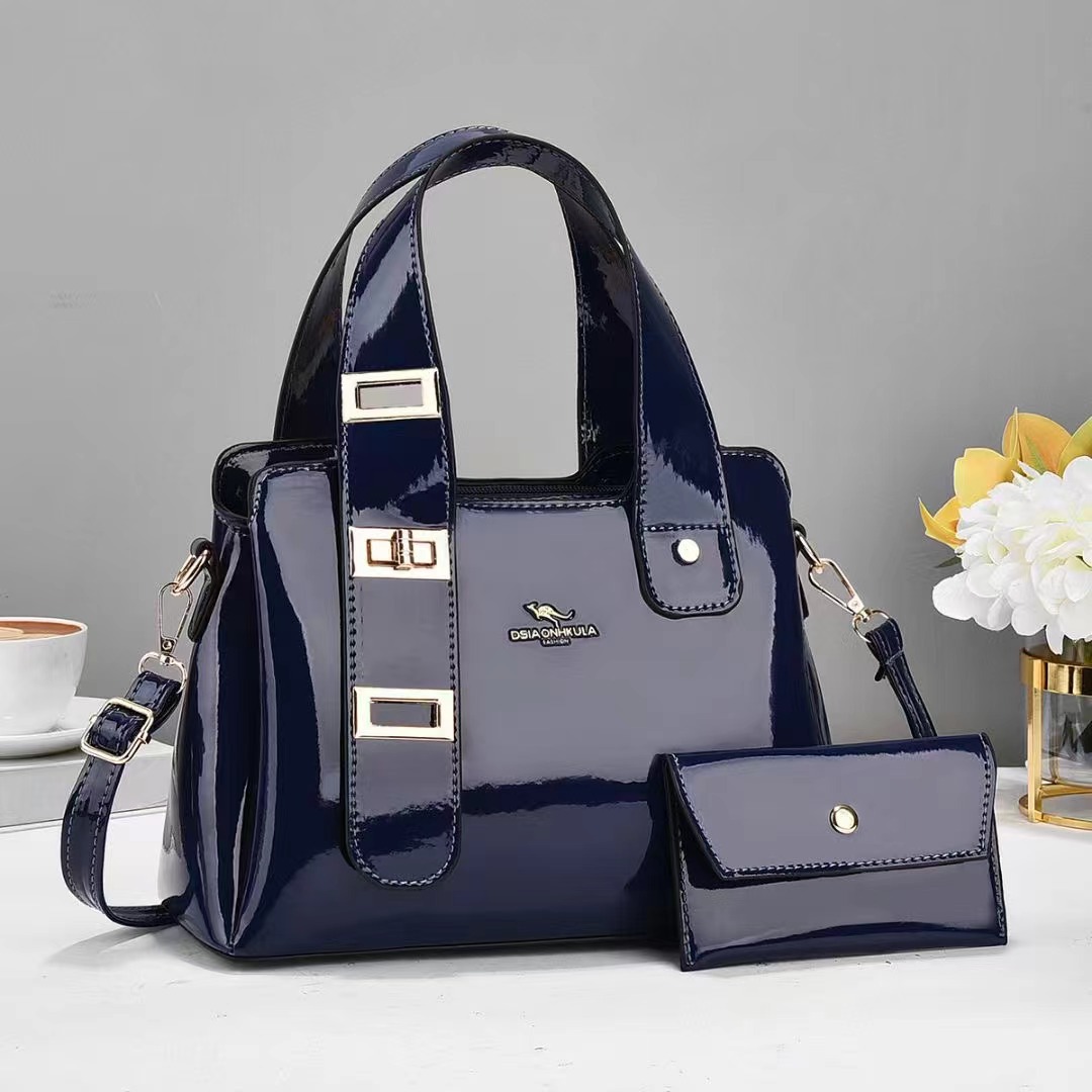 Shiny leather versatile single-shoulder bag, 2024 new style simple bucket bag, crossbody mother and child bag, handbag, cross-border women's bag for export details Picture