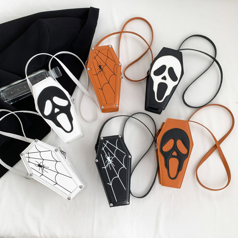 Crossbody bag for men and women, Korean style, niche, trendy, funny ghost skull crossbody single-shoulder bag, soft phone small crossbody bag details Picture
