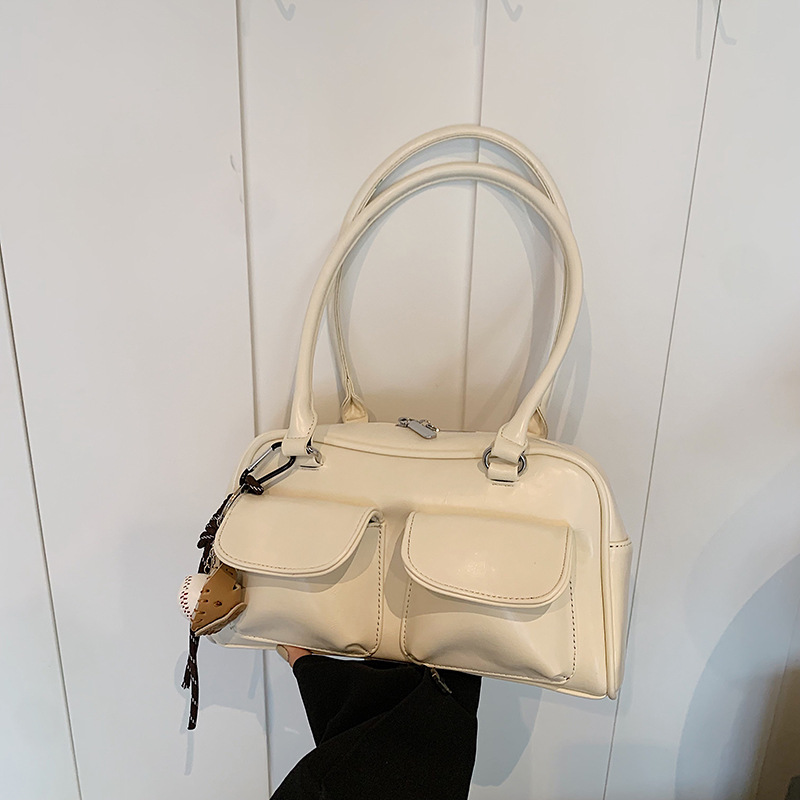 High-end retro small bag for ladies, 2024 new style, trendy and versatile commuter single-shoulder underarm bag, hand-carry Boston bag Specification drawing