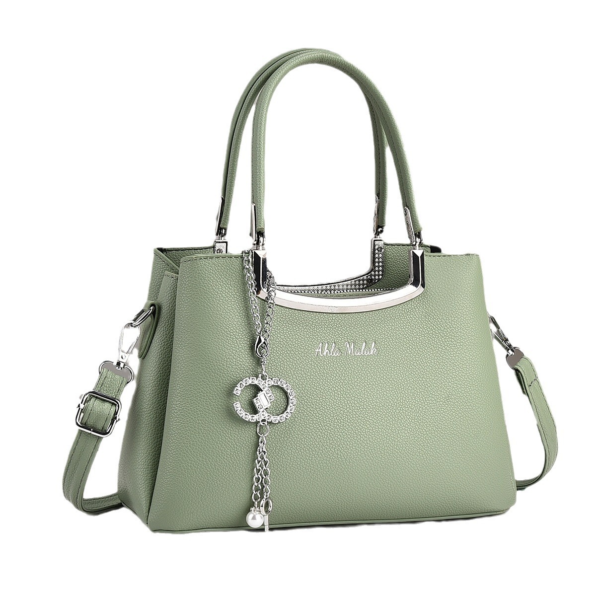 European and American fashion lychee pattern women's bag 2024 Trendy foreign trade single-shoulder women's bag PU women's new large-capacity handbag Item Picture