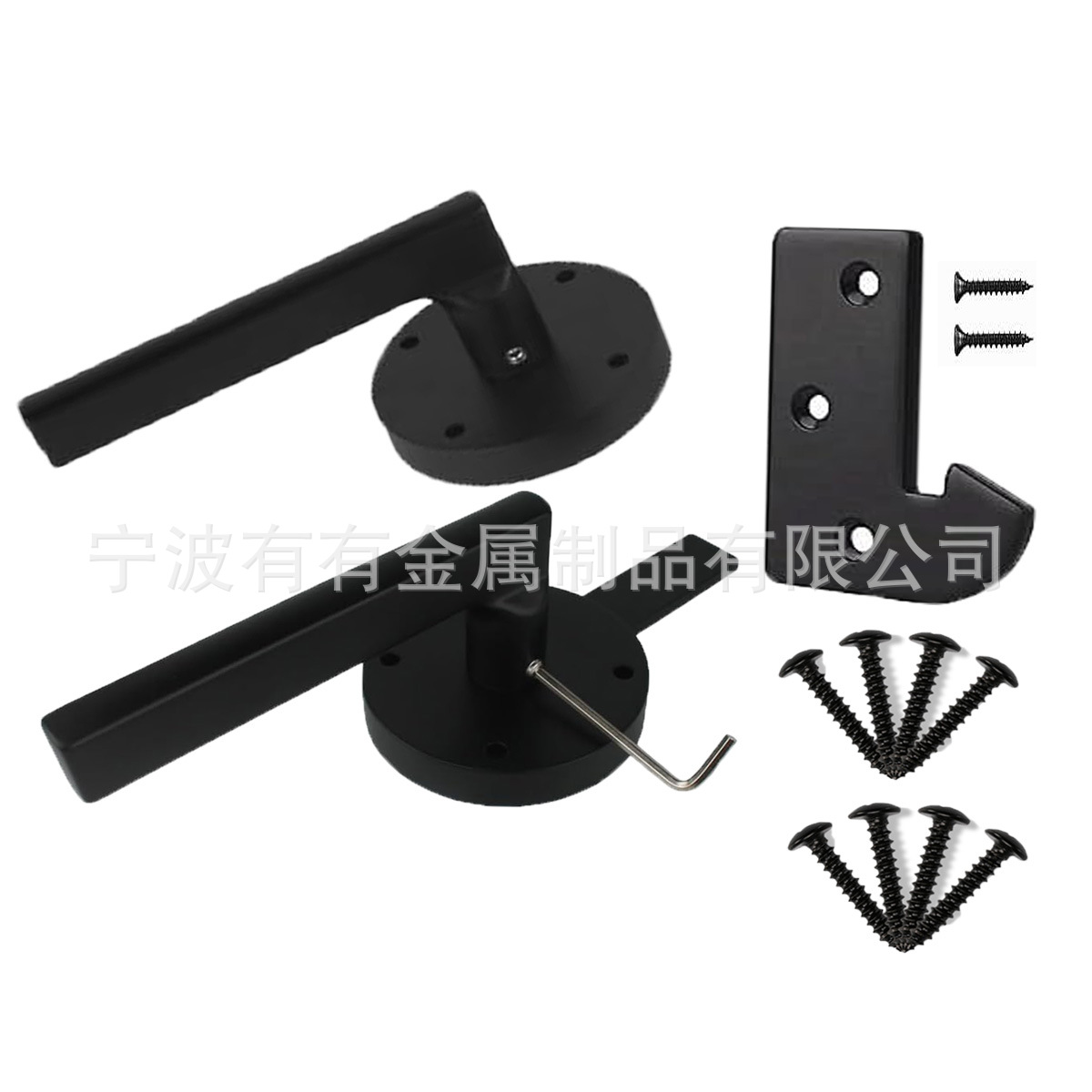 Wholesale e-commerce barn door handles, black aluminum double-sided door bolts, latches, heavy-duty wooden fences, door bolts, and hardware accessories Specification drawing