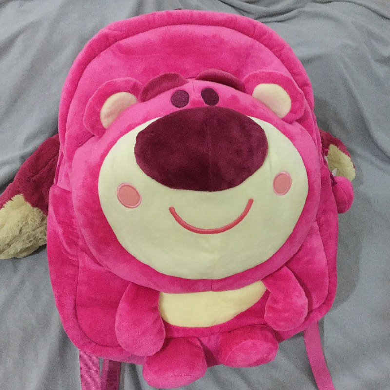 Strawberry Bear Korean-style backpack, cute schoolbag, plush cartoon, girlish heart, ins Japanese-style backpack, middle school and junior high school students Application Scenario