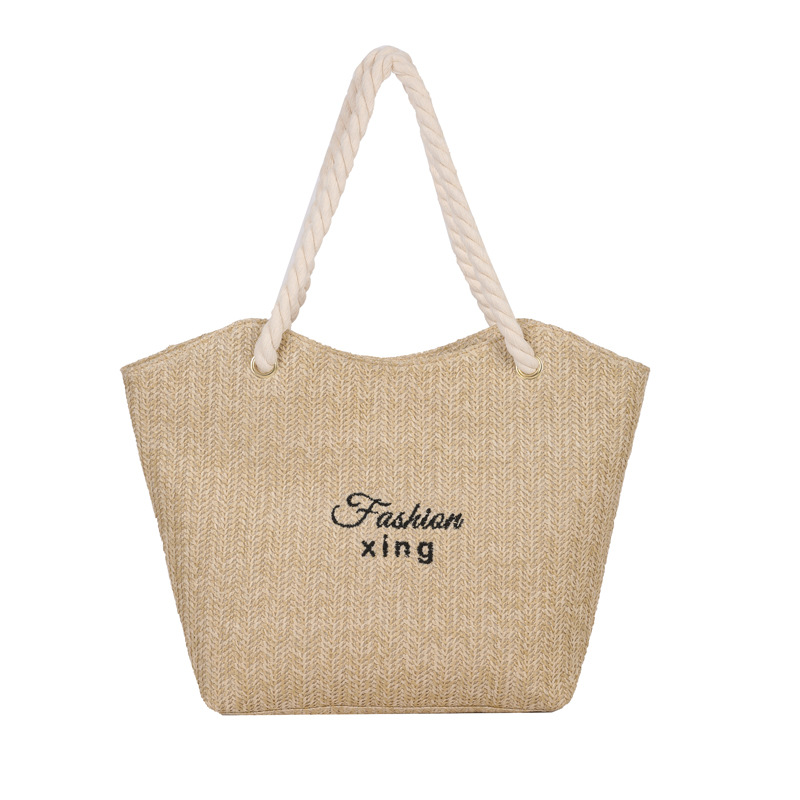 New hand-held straw woven bag for summer travel: simple and versatile, casual large-capacity tote bag Item Picture